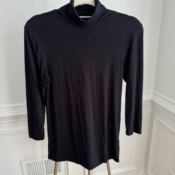 L’AGENCE Basic Black Turtleneck 3/4 Sleeve Soft Top Size M - Picture 4 of 8